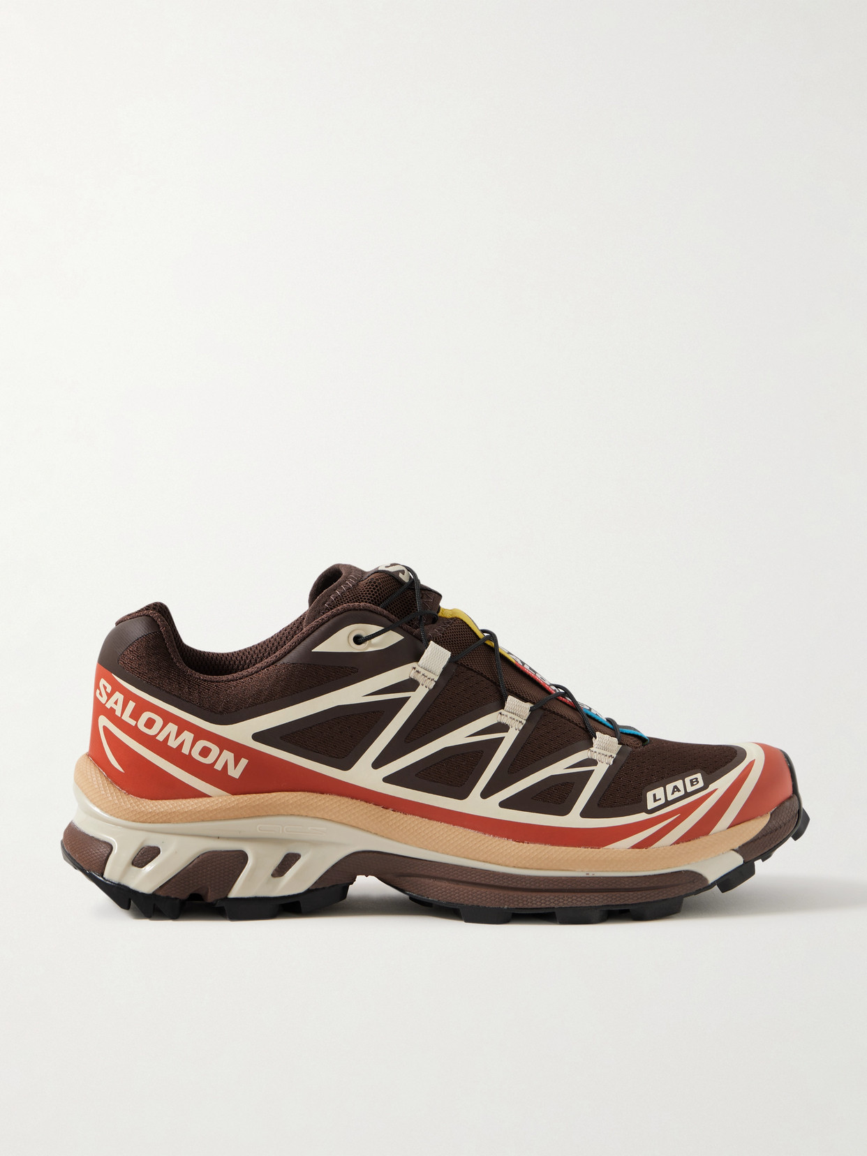 Salomon Xt-6 Rubber-trimmed Mesh Sneakers In Brown