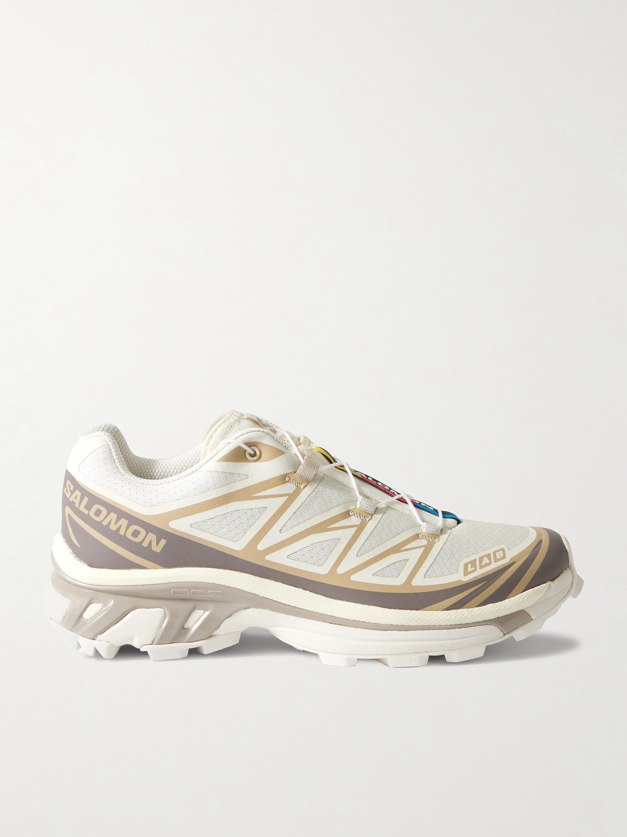 Salomon Xt-6 Rubber-trimmed Mesh Sneakers In Off-white