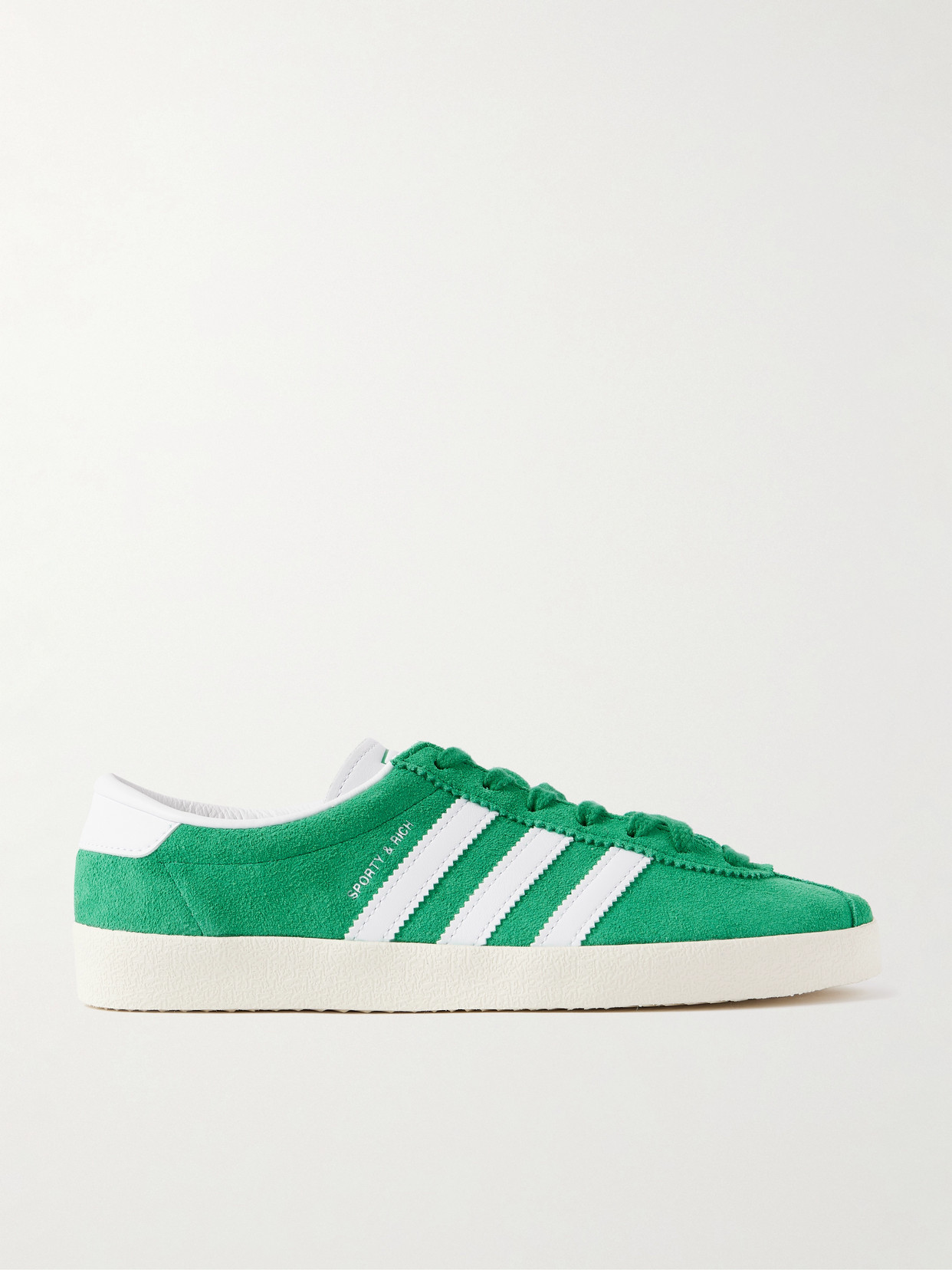 Adidas Originals + Sporty & Rich Blanc Leather-trimmed Embellished Suede Sneakers In Green