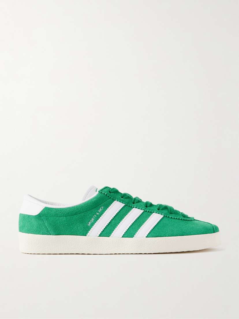 adidas Originals + Sporty & Rich Blanc Leather-trimmed Embellished Suede Sneakers