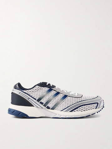 adidas Originals + Sporty & Rich Adizero Adios rubber and leather-trimmed mesh sneakers