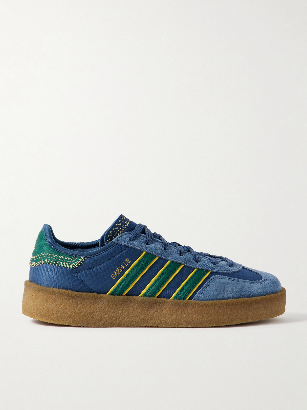 Adidas Originals + Clot Gazelle Suede-trimmed Scuba Sneakers In Blue