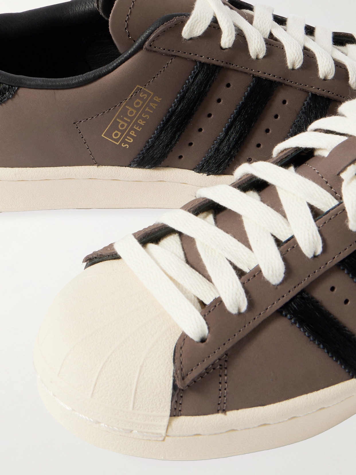 Superstar Vintage Calf Hair-Trimmed Nubuck Sneakers