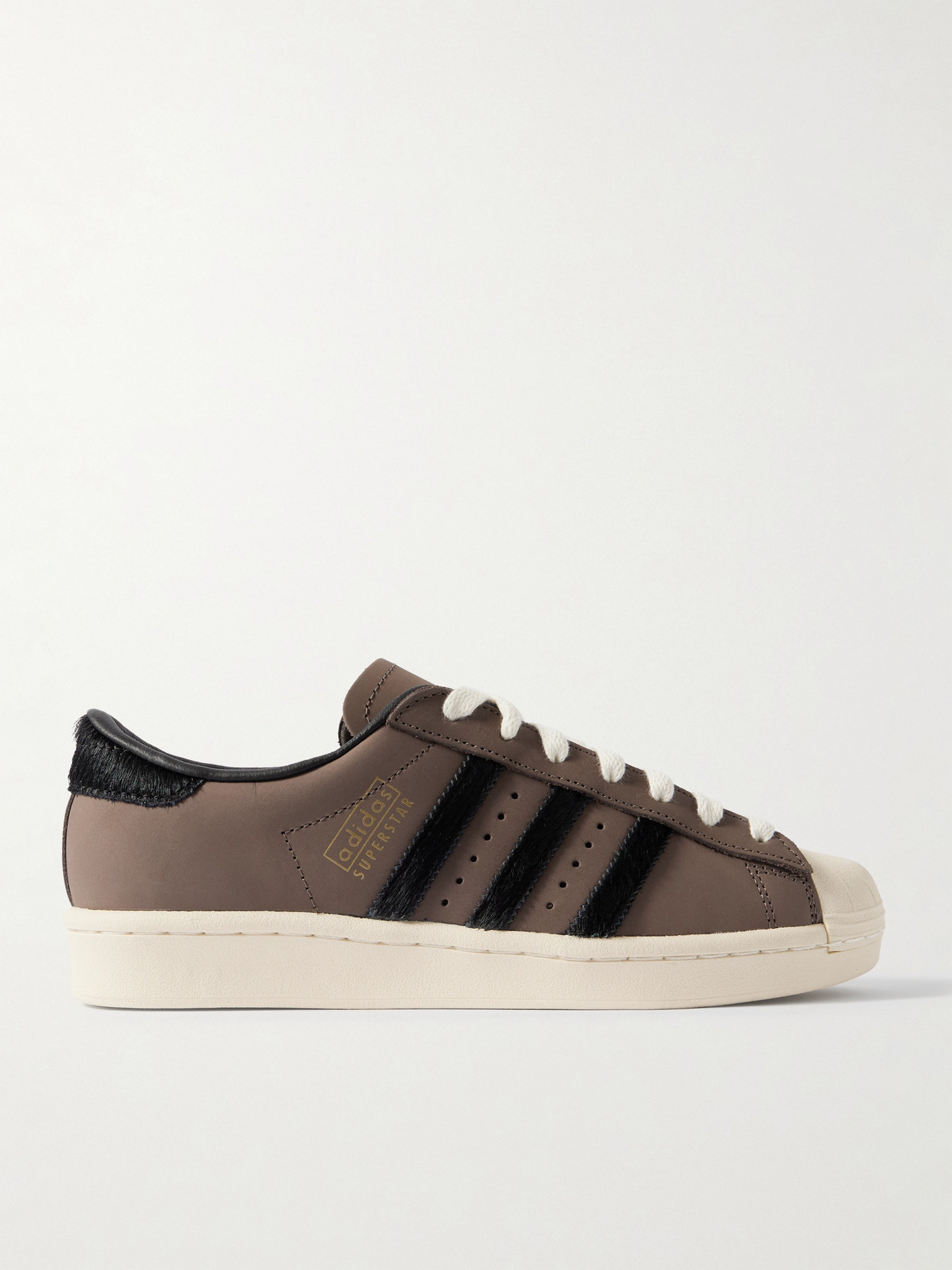 adidas Originals - Superstar Vintage Calf Hair-trimmed Nubuck Sneakers - Chocolate