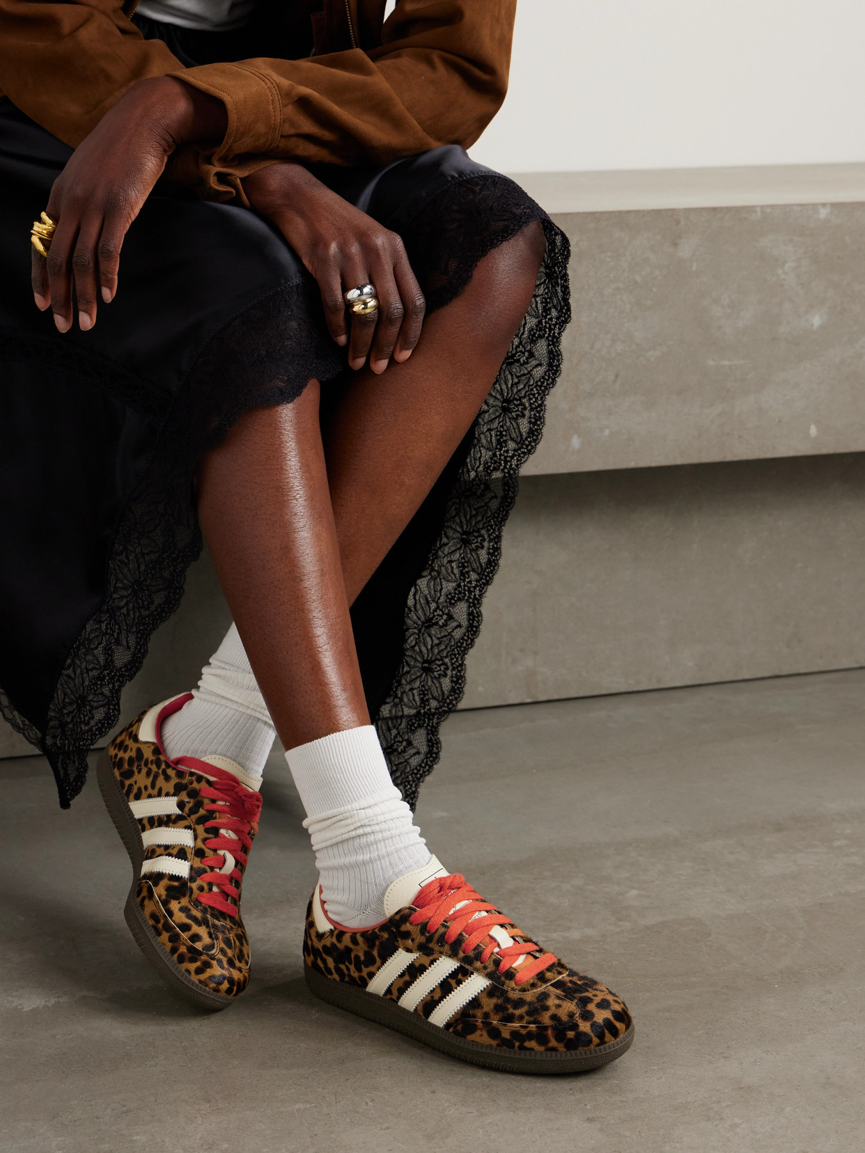 Adidas Originals Celine Low Lace-up Sneakers With Triomphe In Animal Print