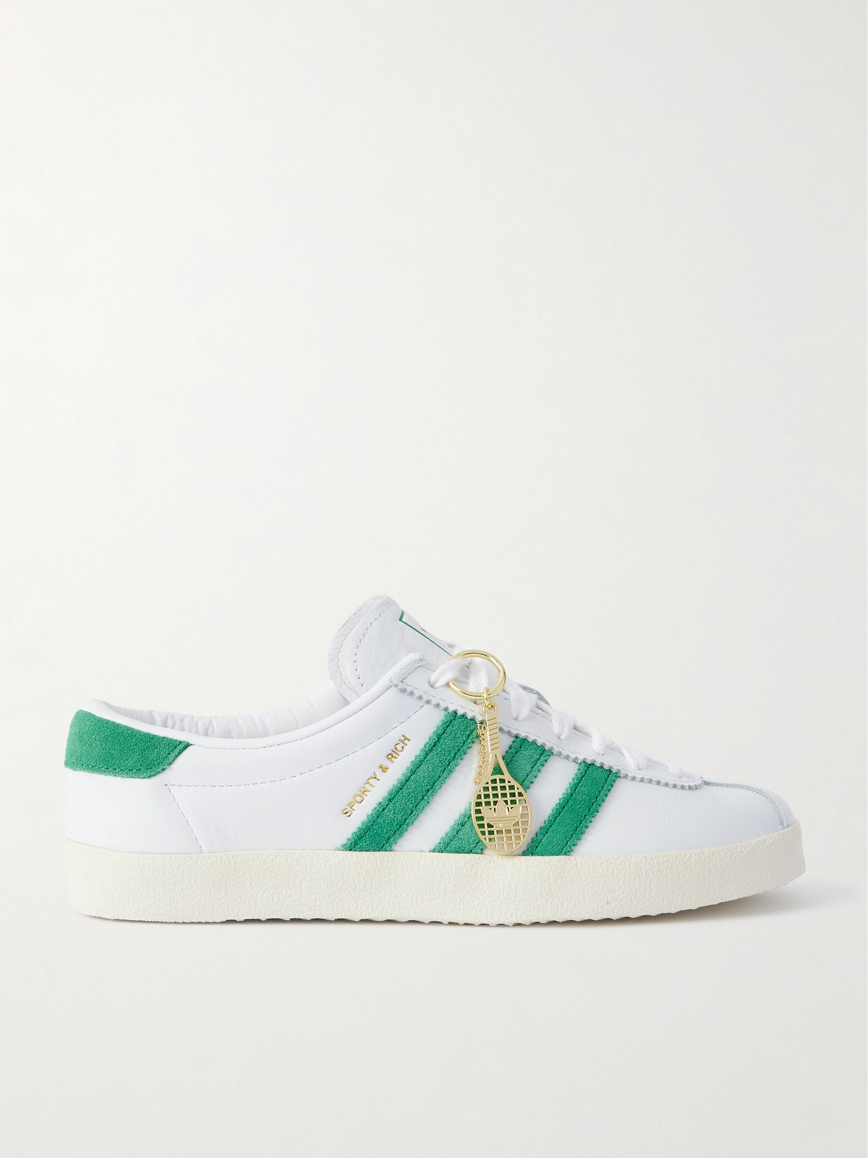 Adidas Originals + Sporty & Rich Suede-trimmed Leather Sneakers In White