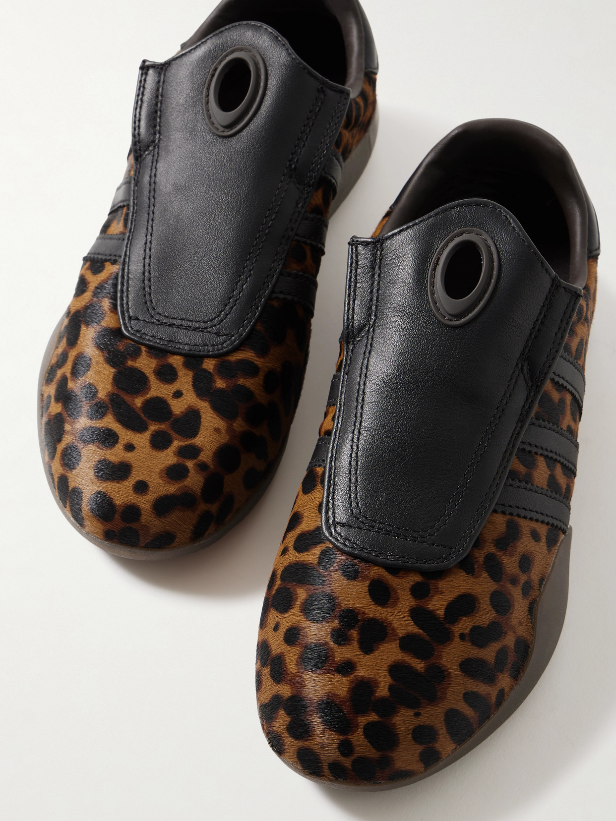 ADIDAS ORIGINALS TAEKWONDO MEI LEATHER-TRIMMED LEOPARD-PRINT PONY HAIR SNEAKERS