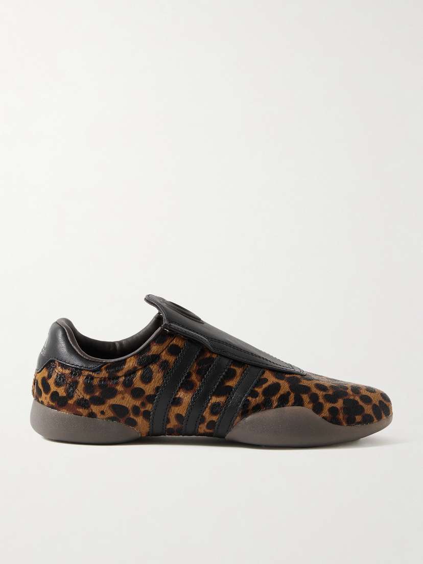 adidas Originals Taekwondo Mei Leather-trimmed Leopard-print Pony Hair Sneakers
