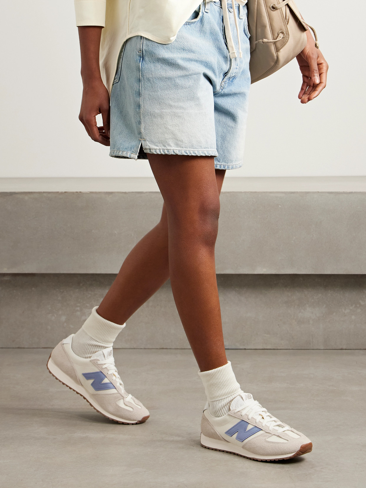 Shop New Balance 471 Leather And Shell-trimmed Suede And Mesh Sneakers In White