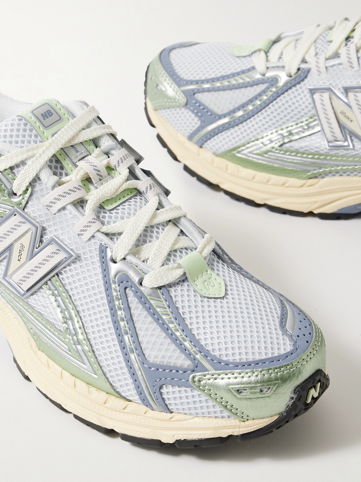 New Balance 1906r Metallic Leather-trimmed Mesh And Suede Sneakers In Blue
