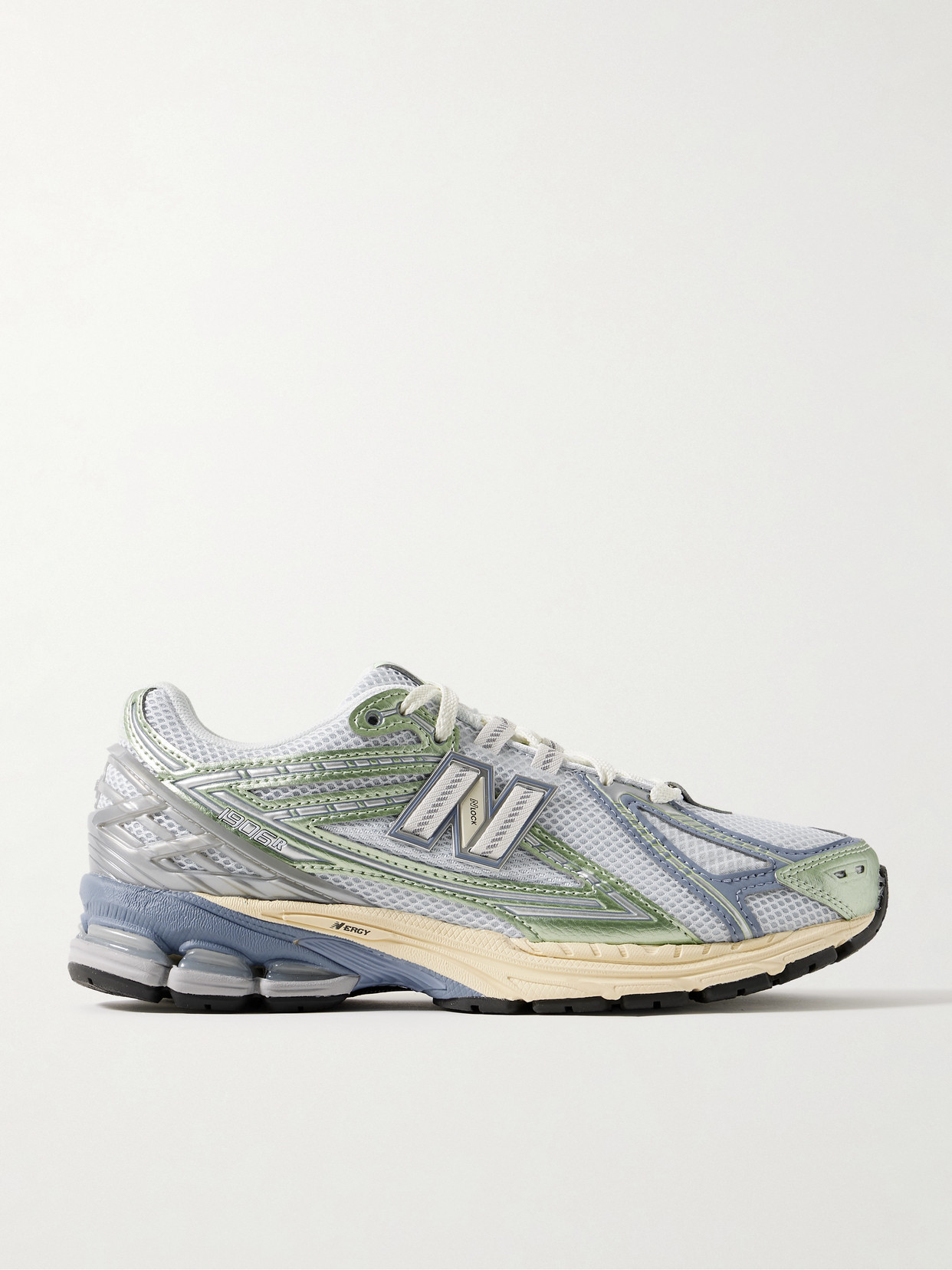 New Balance - 1906r Metallic Leather-trimmed Mesh And Suede Sneakers - Light blue