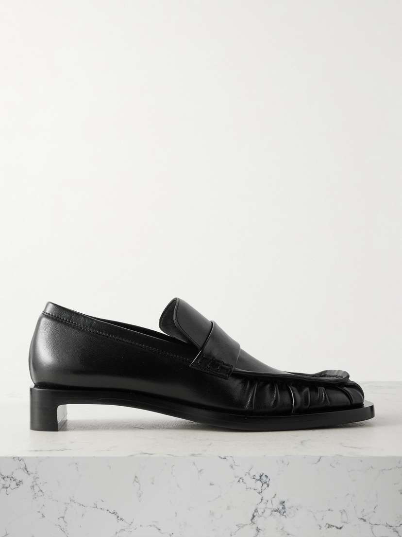 Jil Sander Ruched Crinkled-leather Penny Loafers