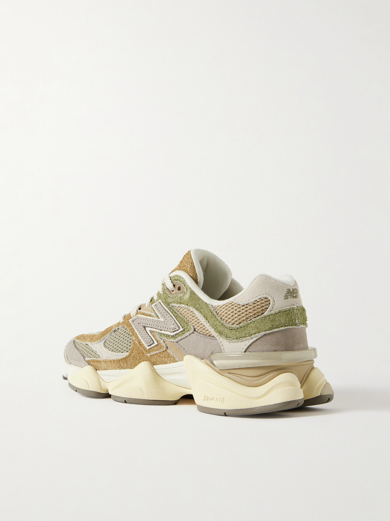 New Balance 9060 Nubuck-trimmed Suede And Mesh Sneakers In Neutrals