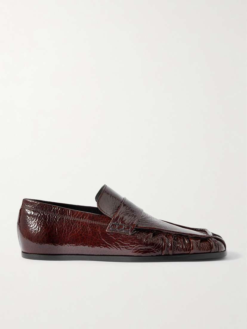 Jil Sander Crinkled Glossed-leather Loafers