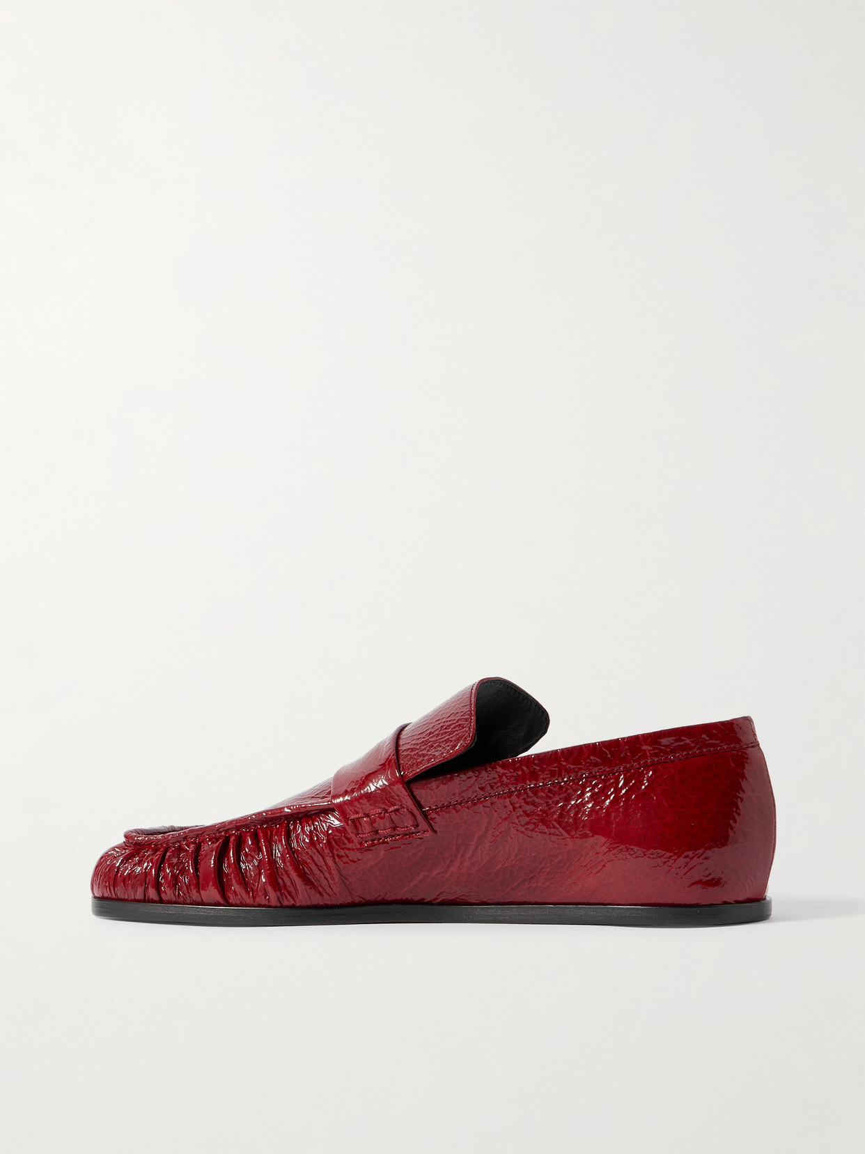 Jil Sander Crinkled Glossed-leather Loafers In Red