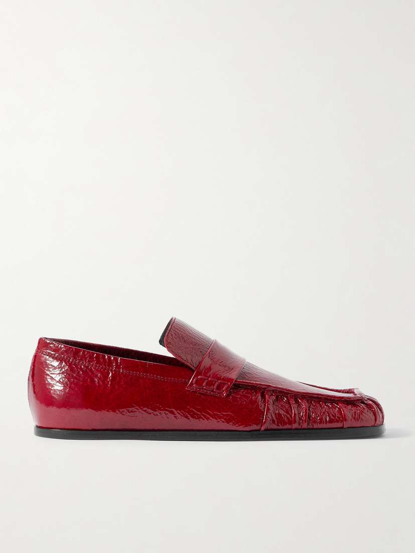 Jil Sander Crinkled Glossed-leather Loafers