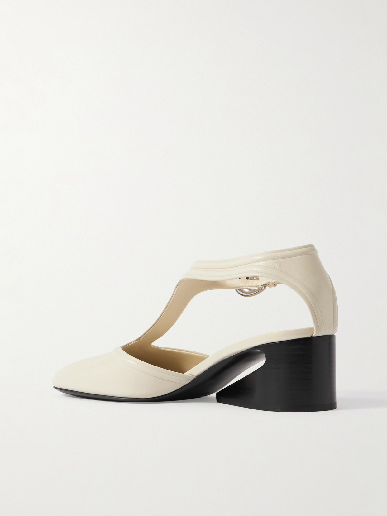 Jil Sander Leather Mary Jane Pumps In Cream