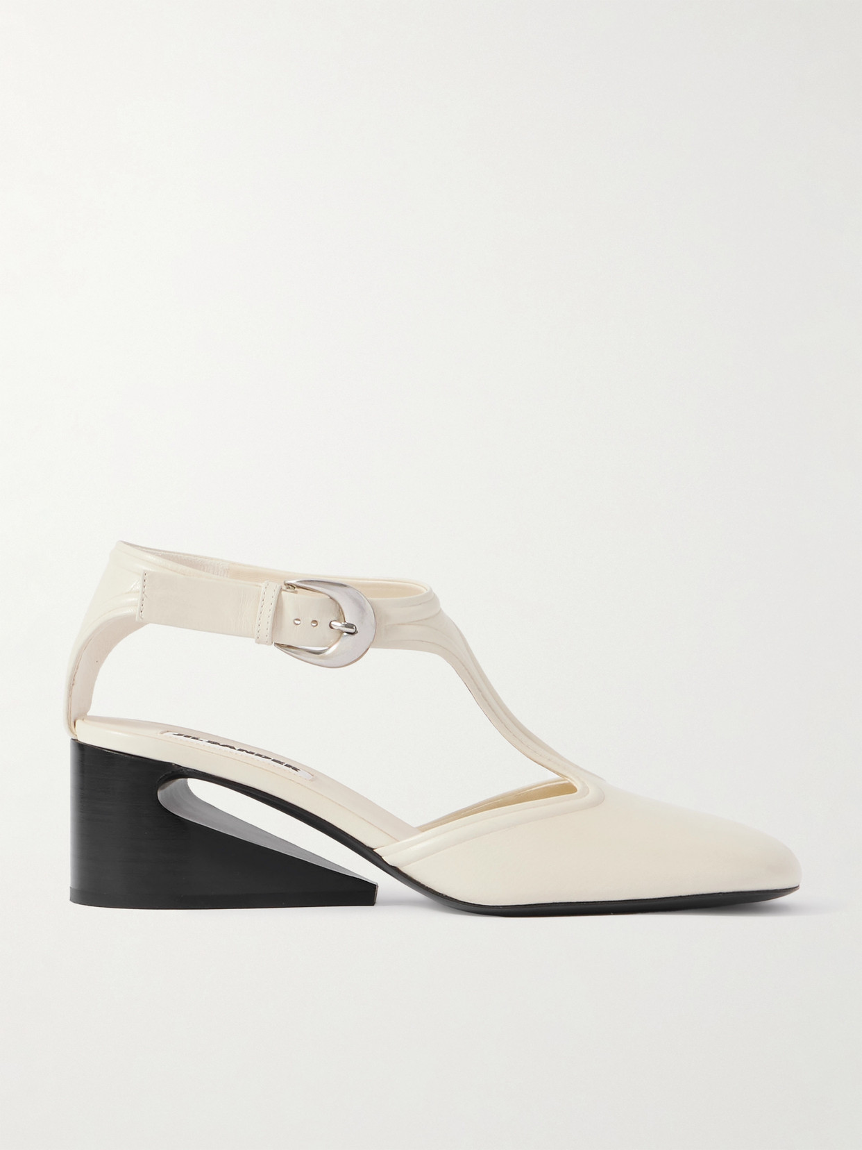 Jil Sander Leather Mary Jane Pumps In Cream