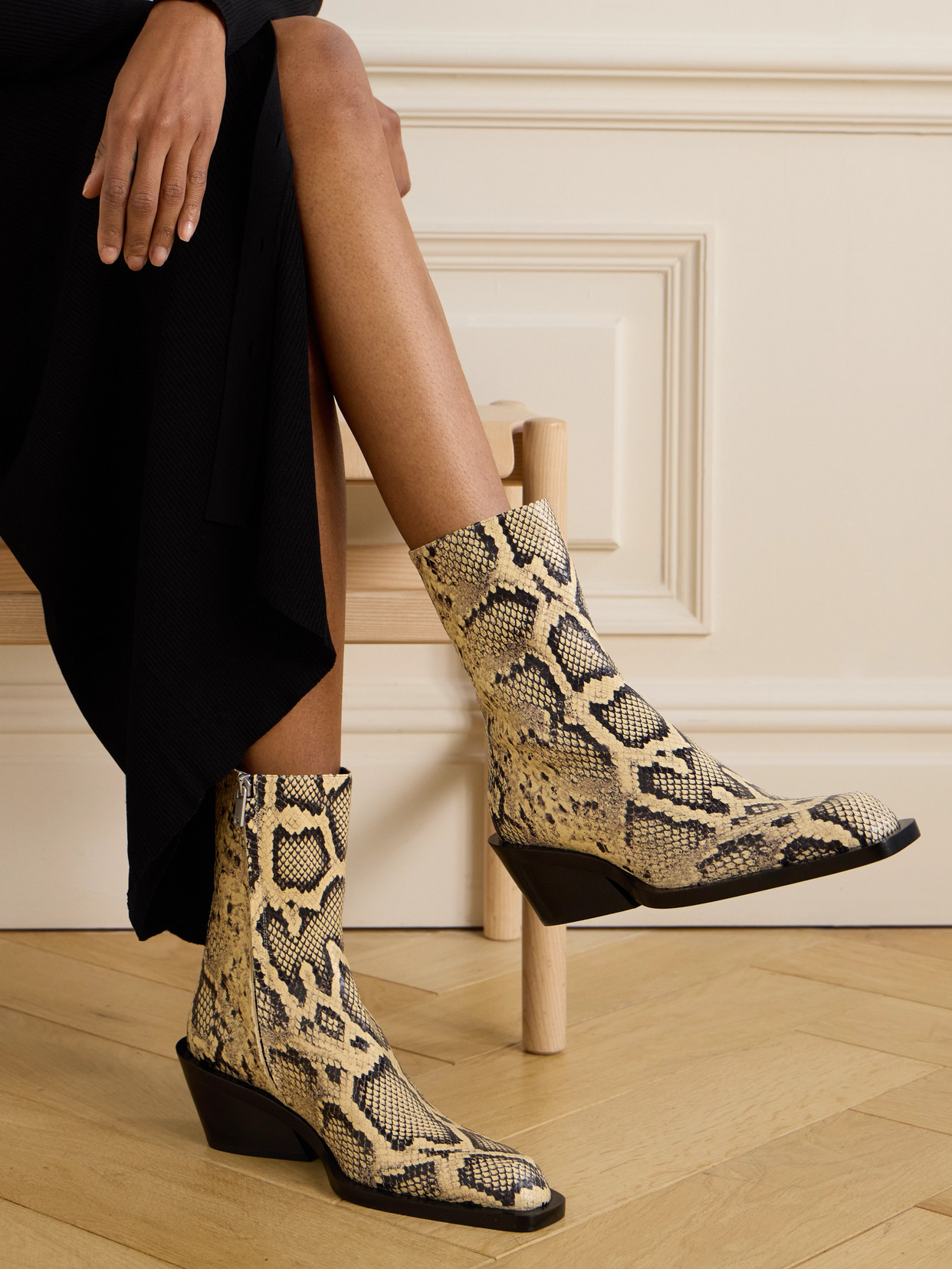 Jil Sander Snake-print Leather Ankle Boots In Animal Print