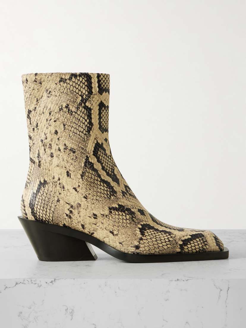 Jil Sander Snake-print Leather Ankle Boots