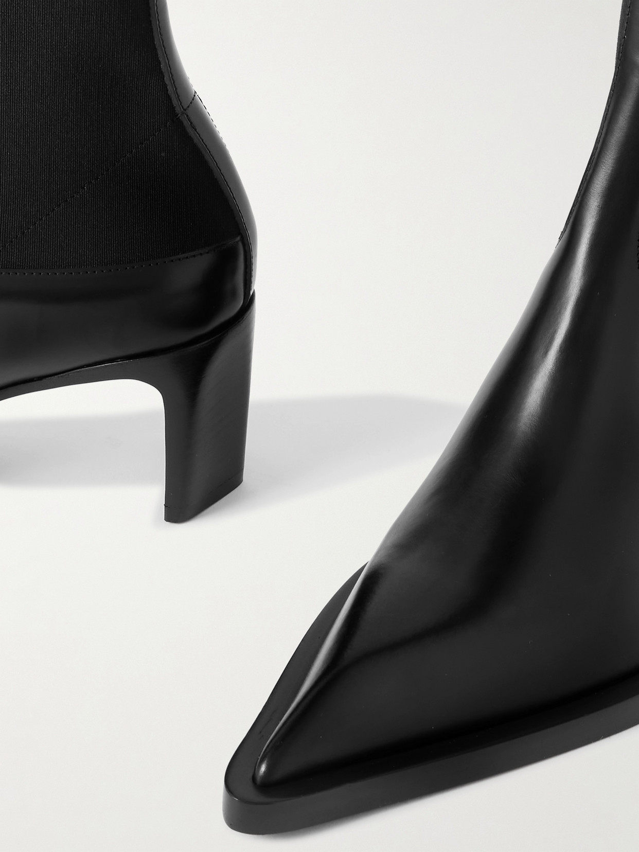 Jil Sander Stretch-knit And Leather Ankle Boots