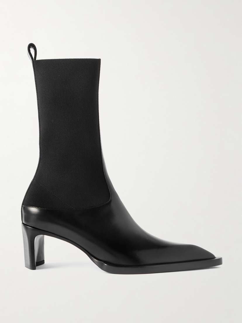 Jil Sander Stretch-knit And Leather Ankle Boots