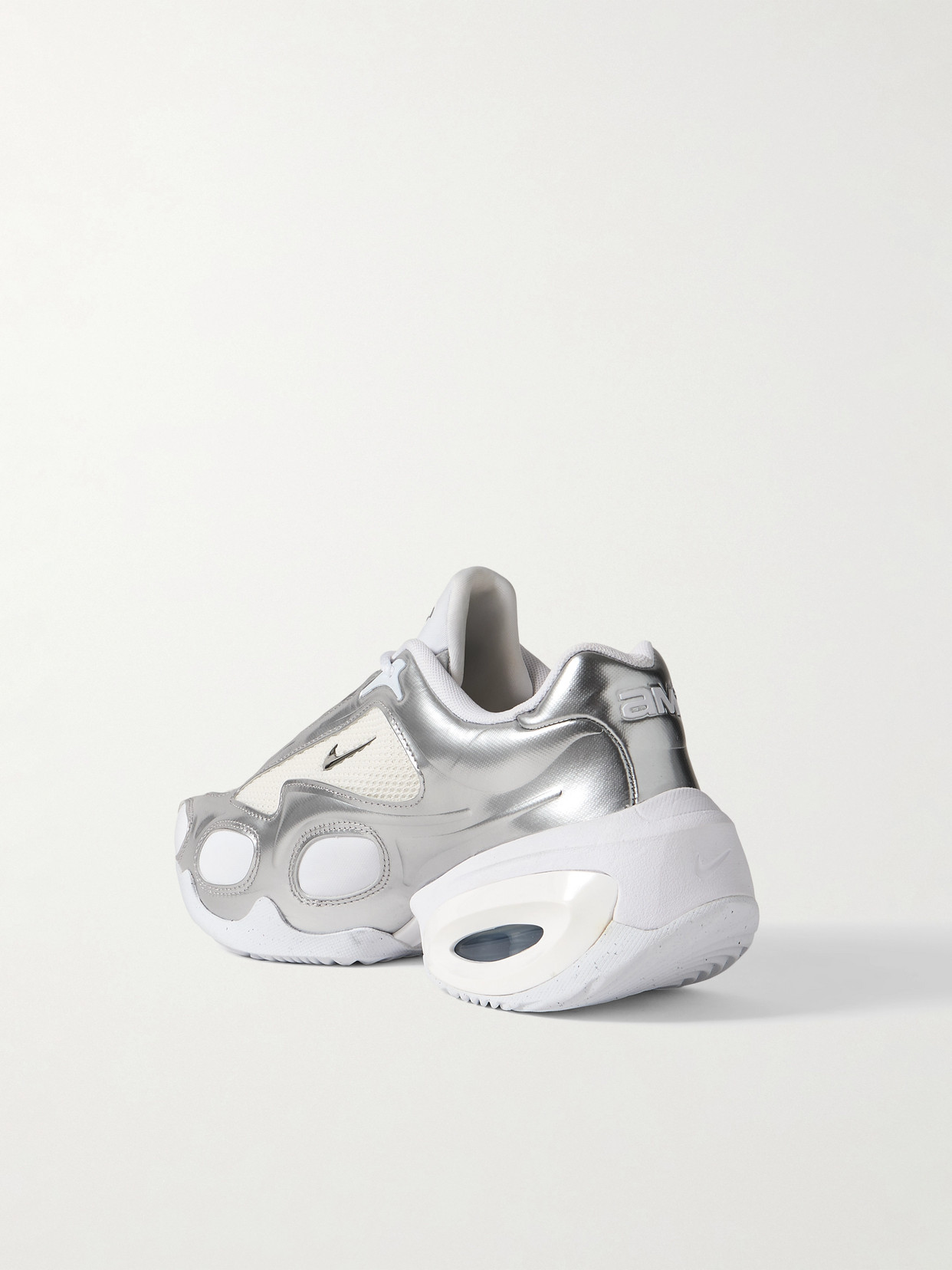 Nike Air Max Muse Mesh-trimmed Metallic Leather Sneakers In White
