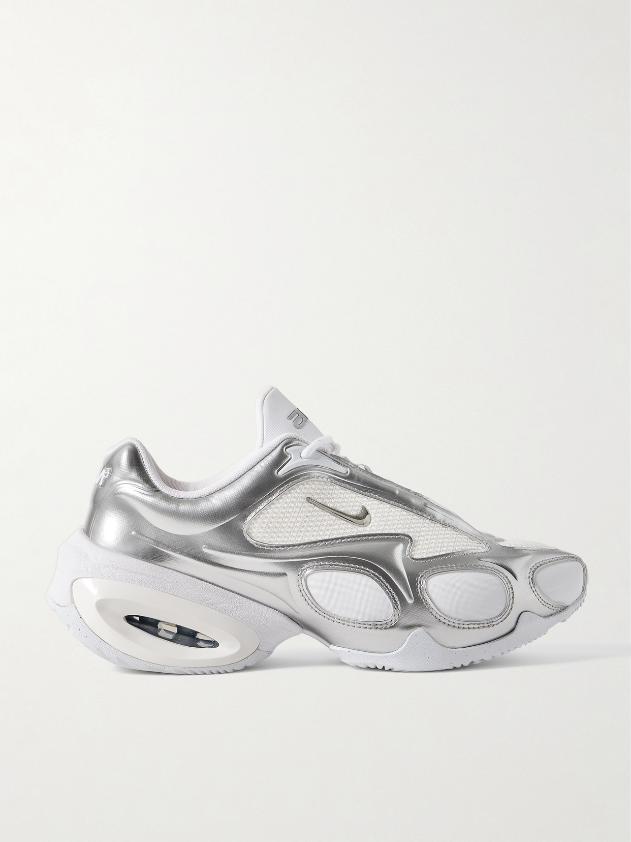 Nike Air Max Muse Mesh-trimmed Metallic Leather Sneakers In White