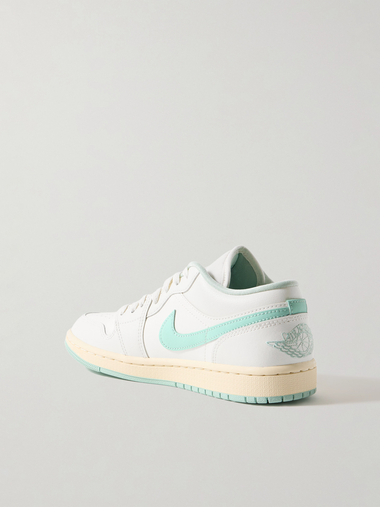 Nike Air Jordan 1 Low Embroidered Leather Sneakers In White