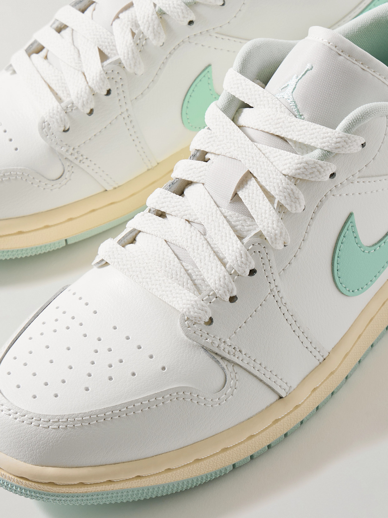 Nike Air Jordan 1 Low Embroidered Leather Sneakers In White