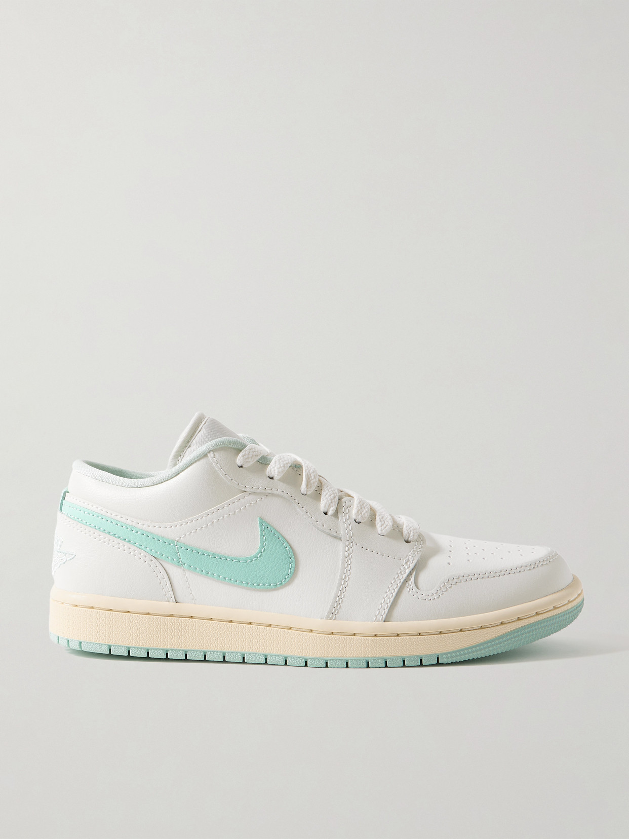 Nike Air Jordan 1 Low Embroidered Leather Sneakers In White