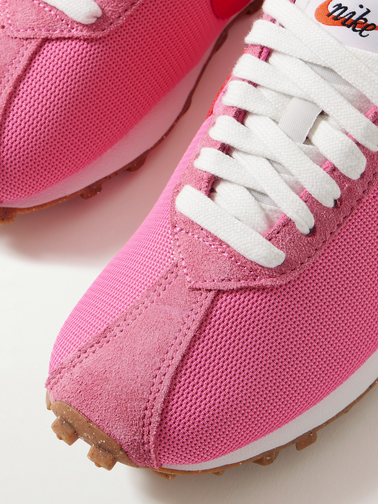 Shop Nike Ld-1000 Leather And Brushed Suede-trimmed Mesh Sneakers In Pink