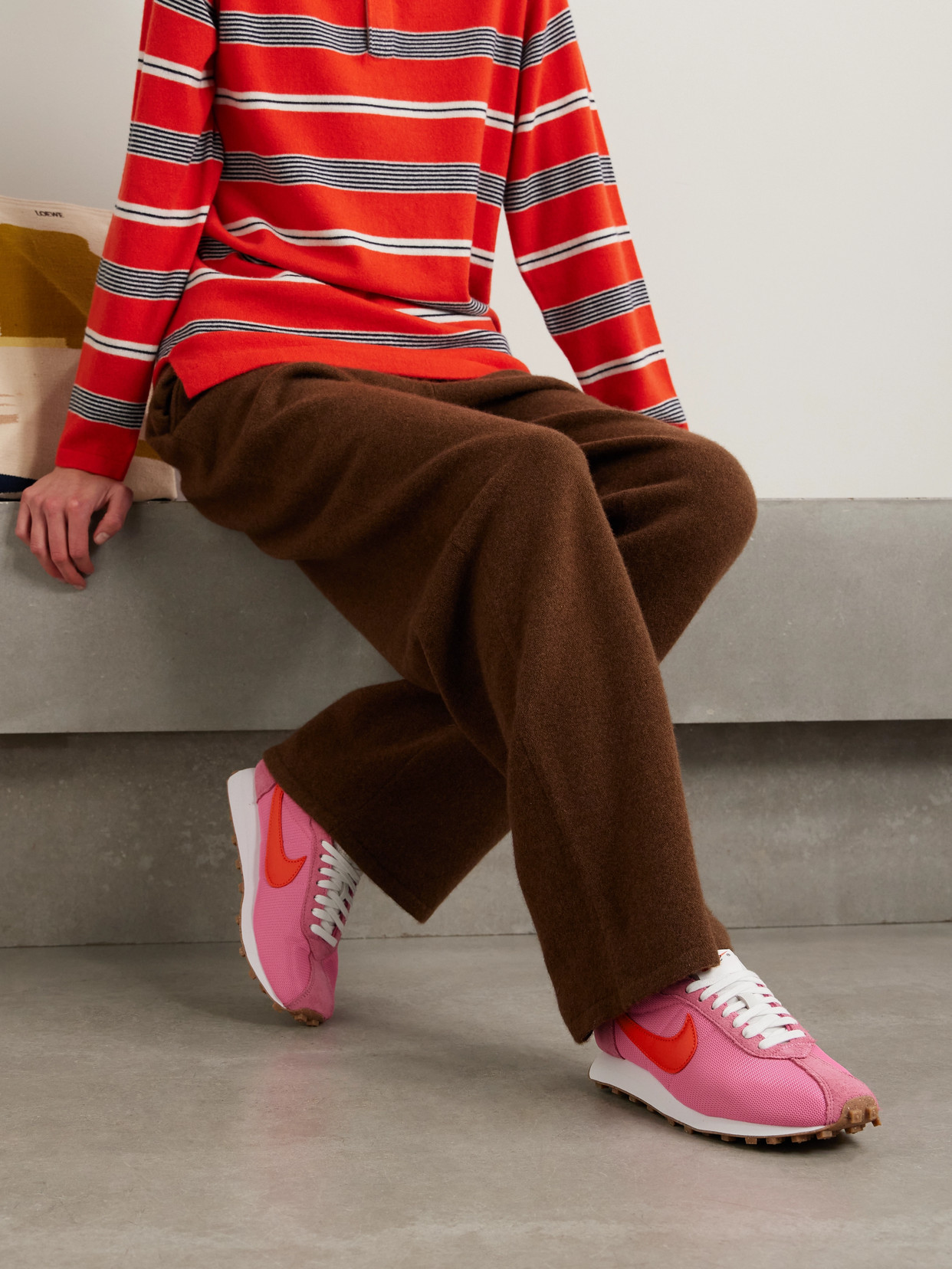 Shop Nike Ld-1000 Leather And Brushed Suede-trimmed Mesh Sneakers In Pink