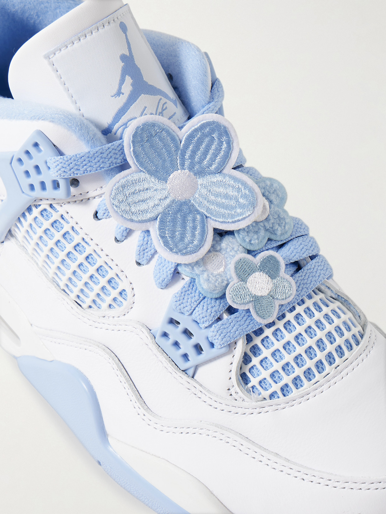NIKE AIR JORDAN 4 RETRO RUBBER AND MESH-TRIMMED LEATHER HIGH-TOP SNEAKERS