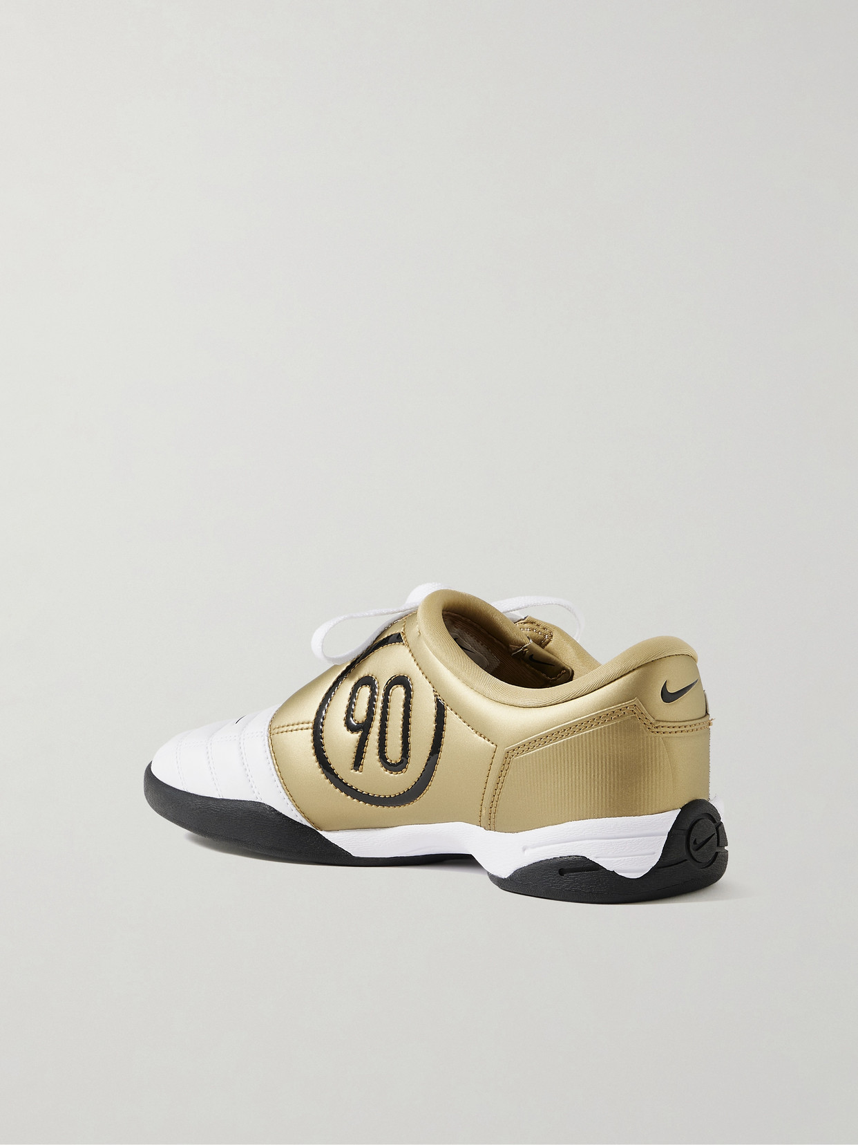 Nike T90 Metallic Leather Sneakers In White