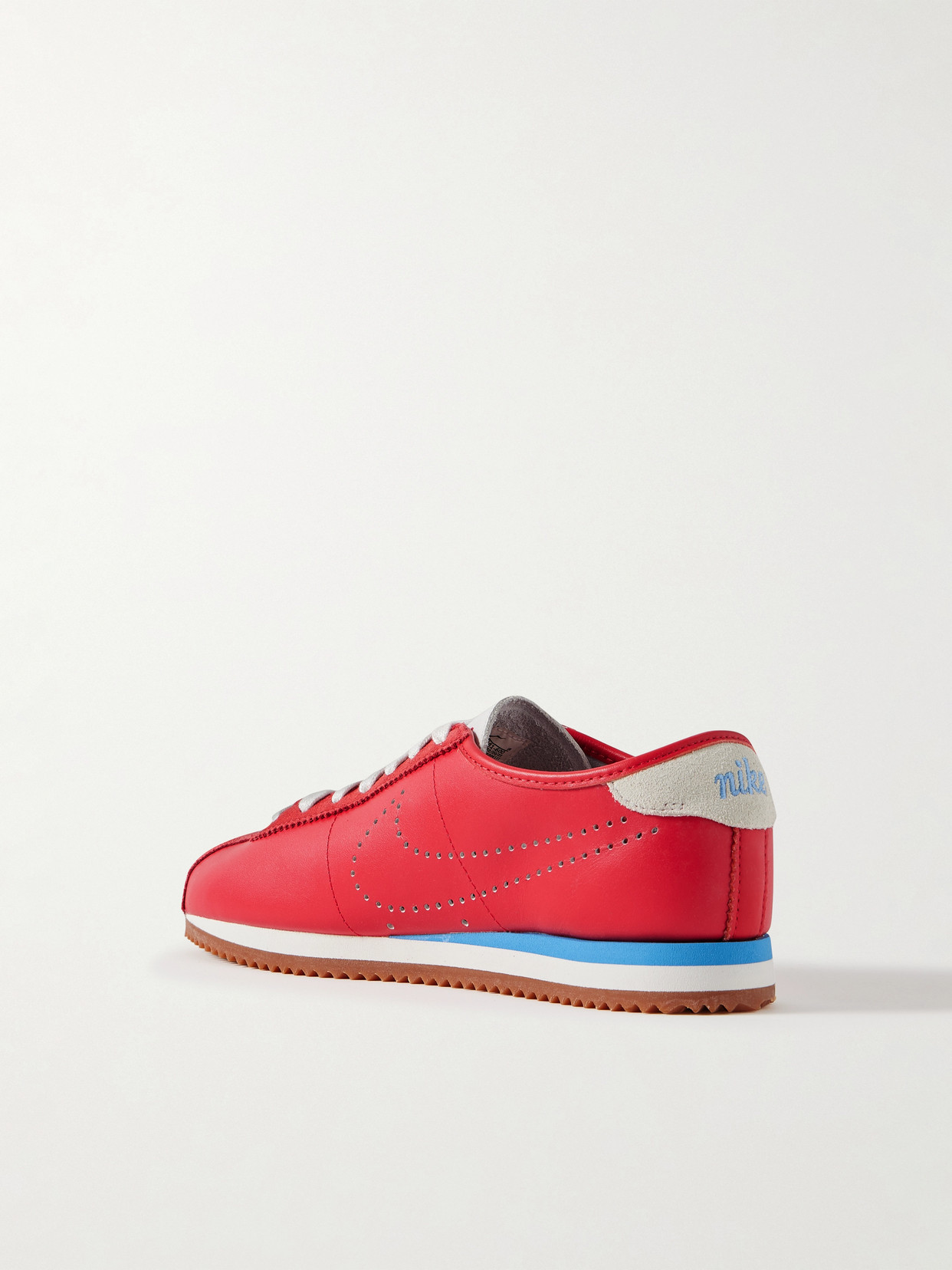 Nike Cortez Decon Suede-trimmed Perforated Leather Sneakers In Red
