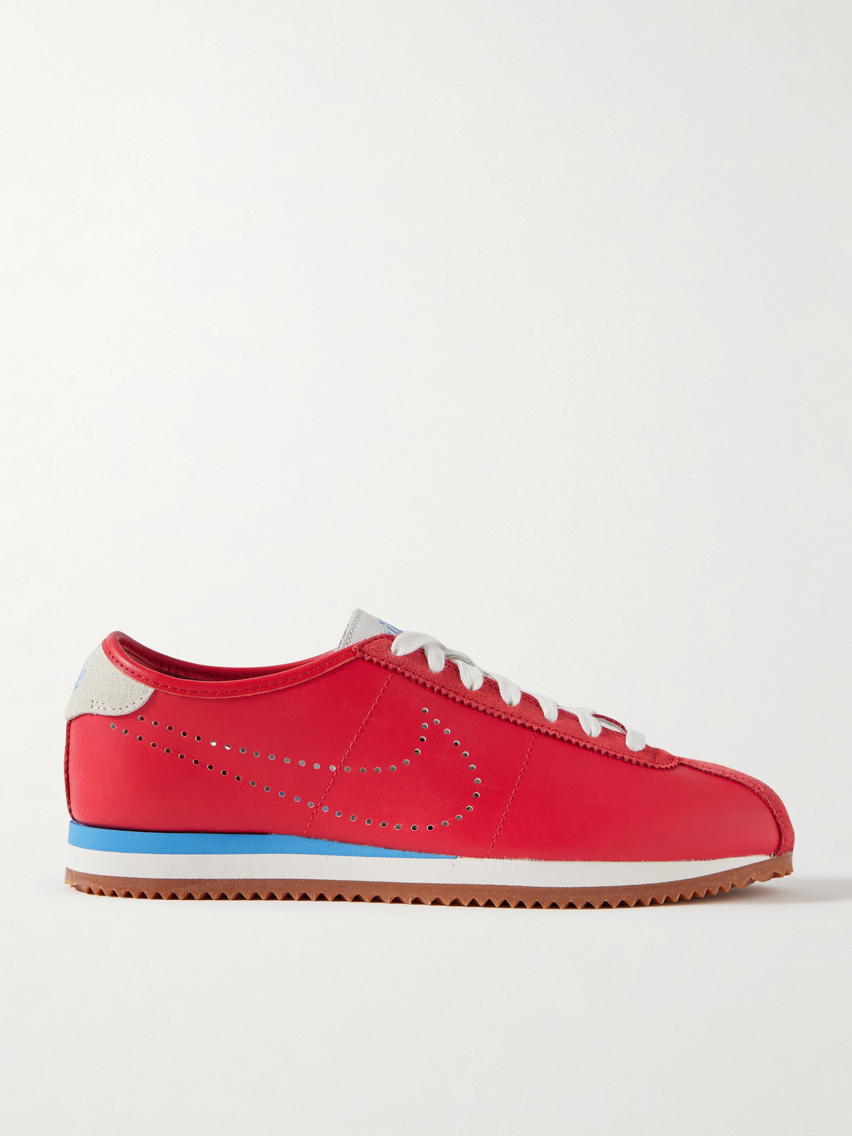 Nike Cortez Decon Suede-trimmed Perforated Leather Sneakers In Red