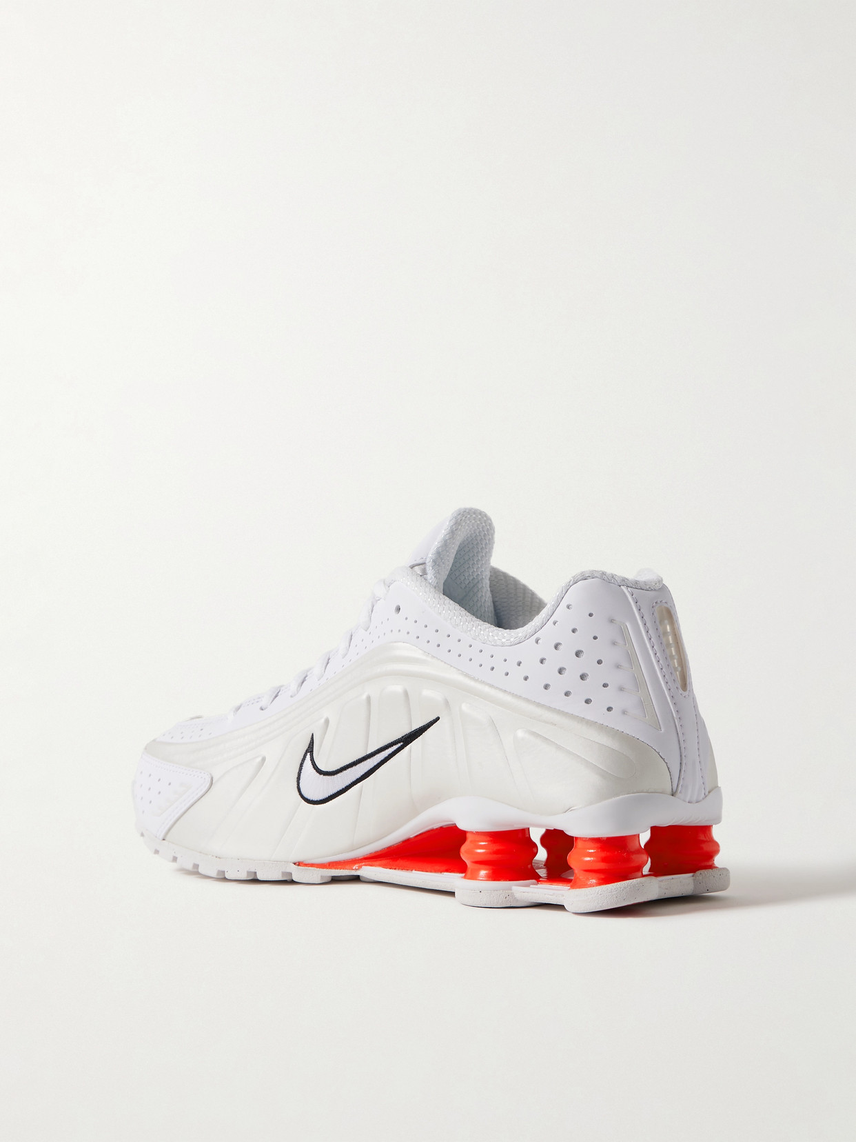 Nike Shox R4 Rubber-trimmed Shell Sneakers In White