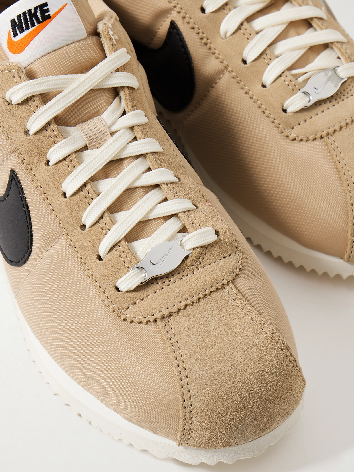 NIKE CORTEZ LEATHER AND SUEDE-TRIMMED SHELL SNEAKERS