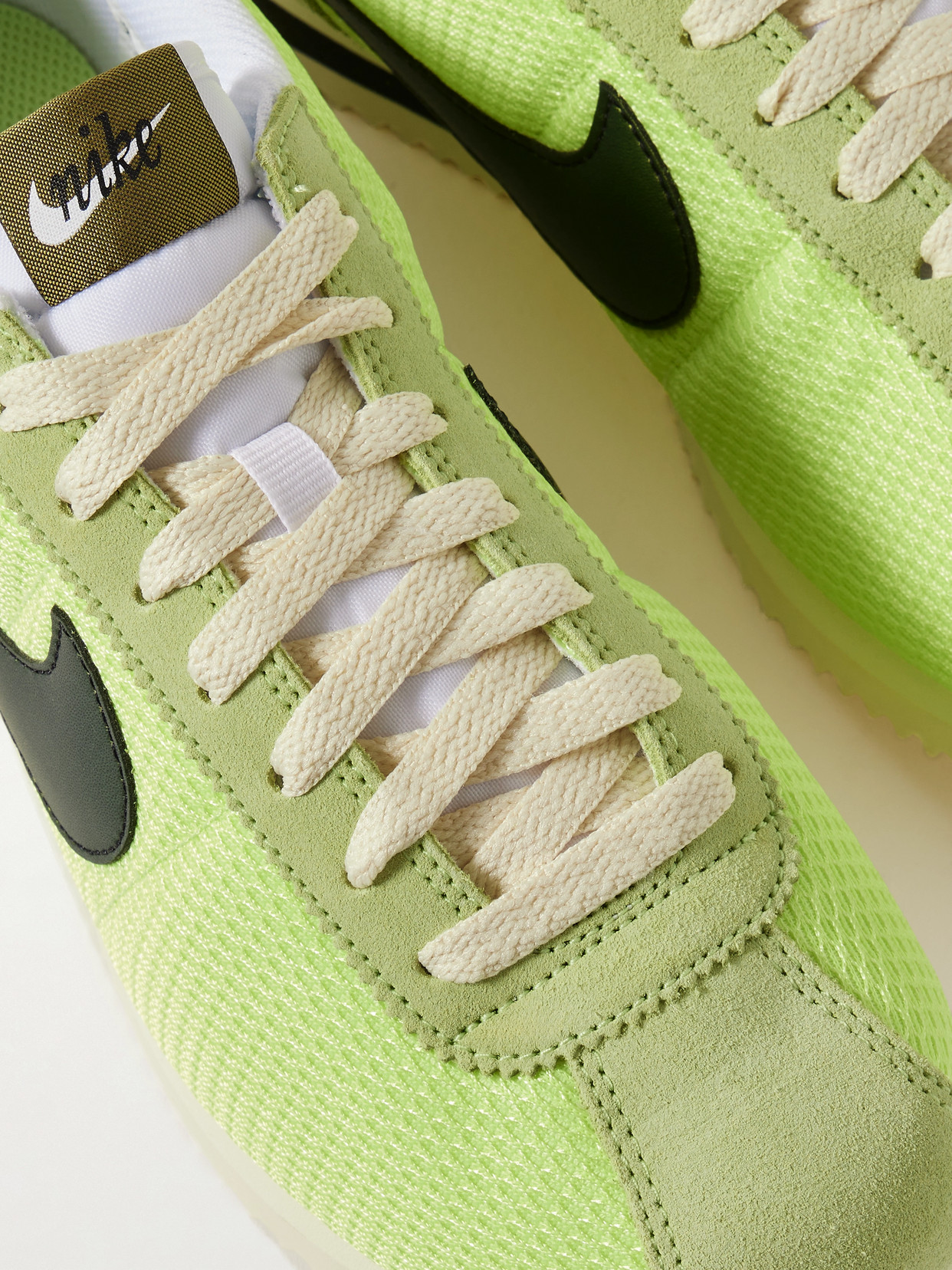 NIKE CORTEZ LEATHER AND SUEDE-TRIMMED MESH SNEAKERS