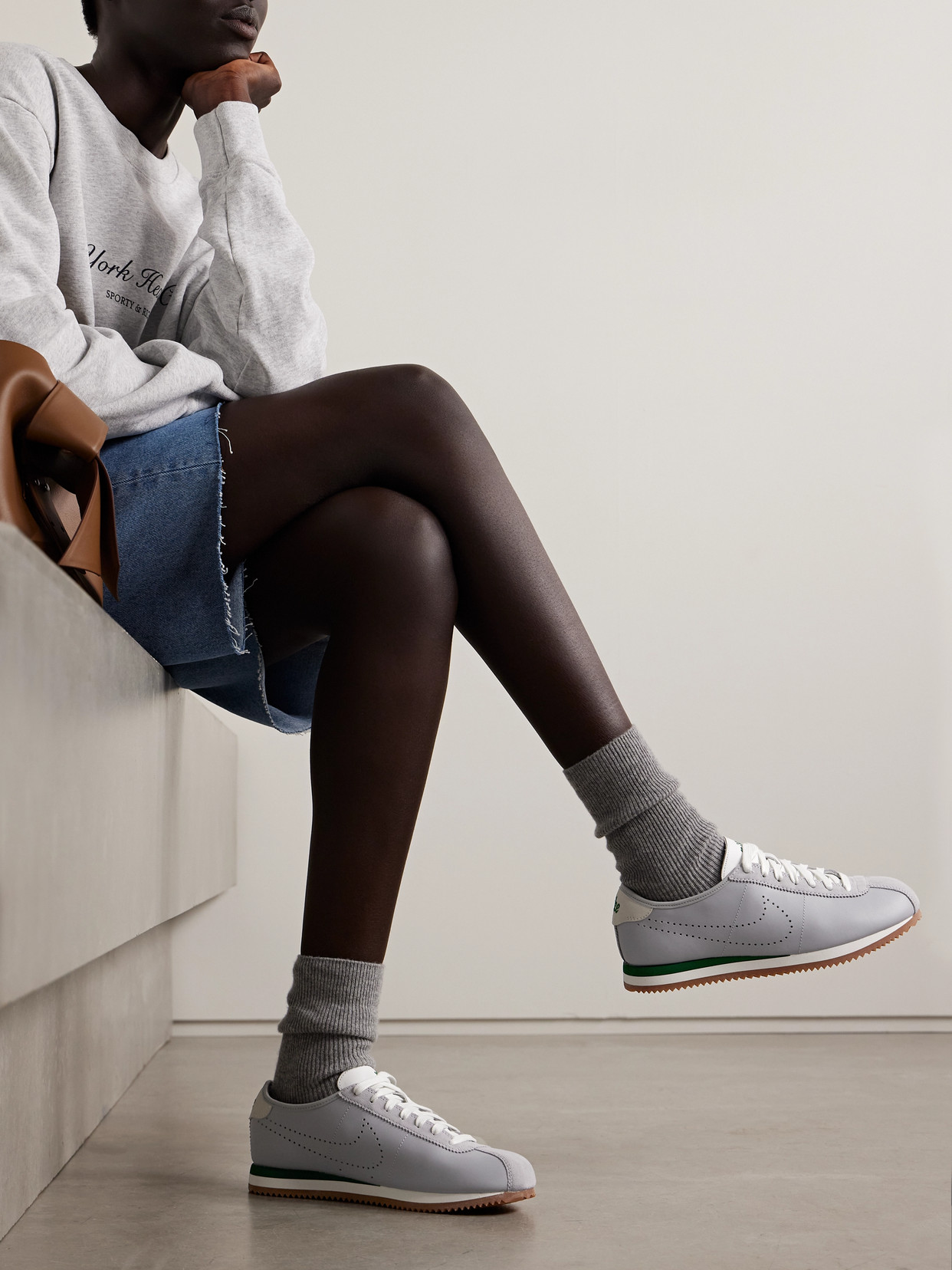 Nike Cortez Decon Suede-trimmed Perforated Leather Sneakers