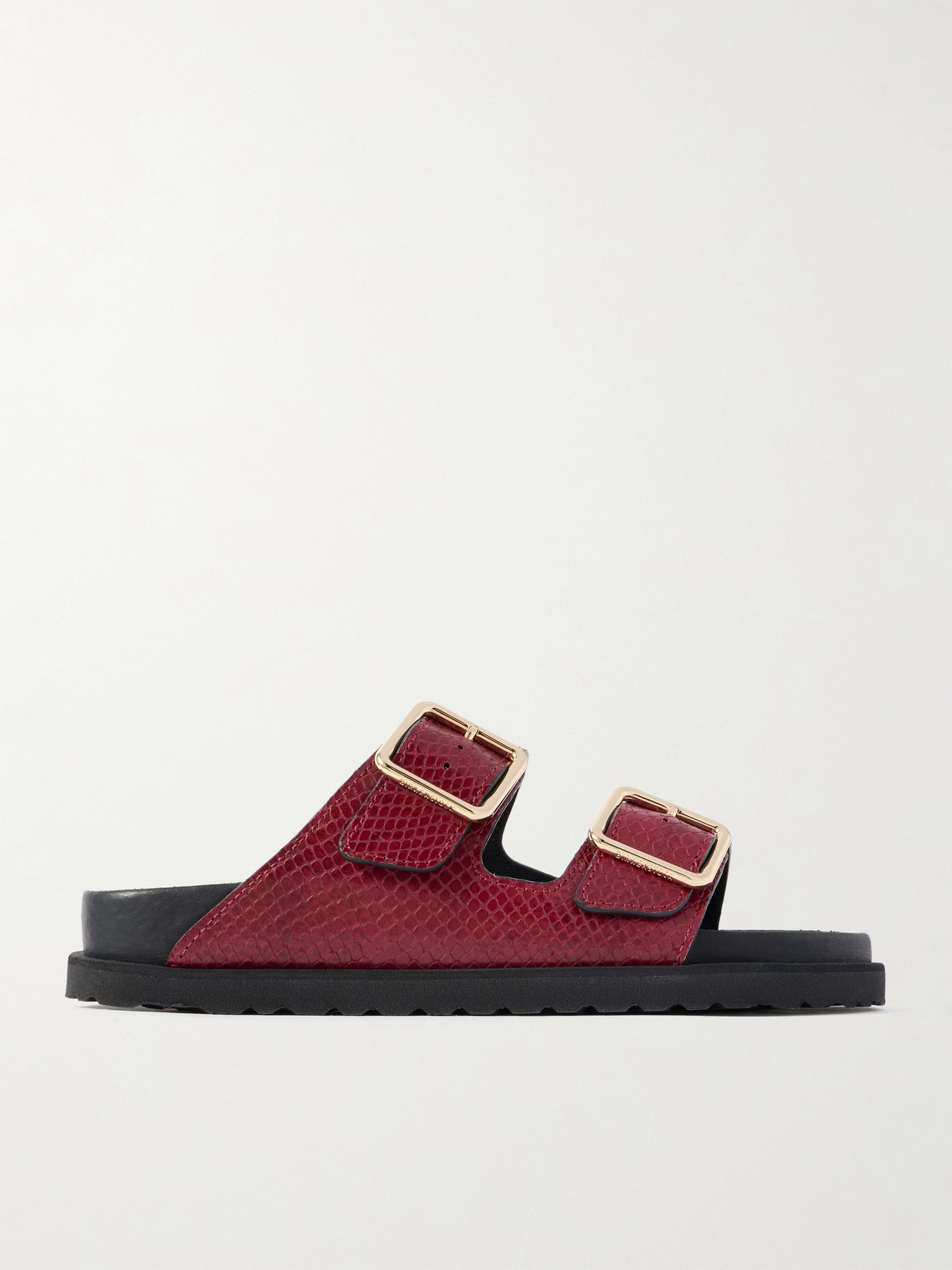 Birkenstock 1774 Open Toe Sandals With Textured Flat Sole In Red