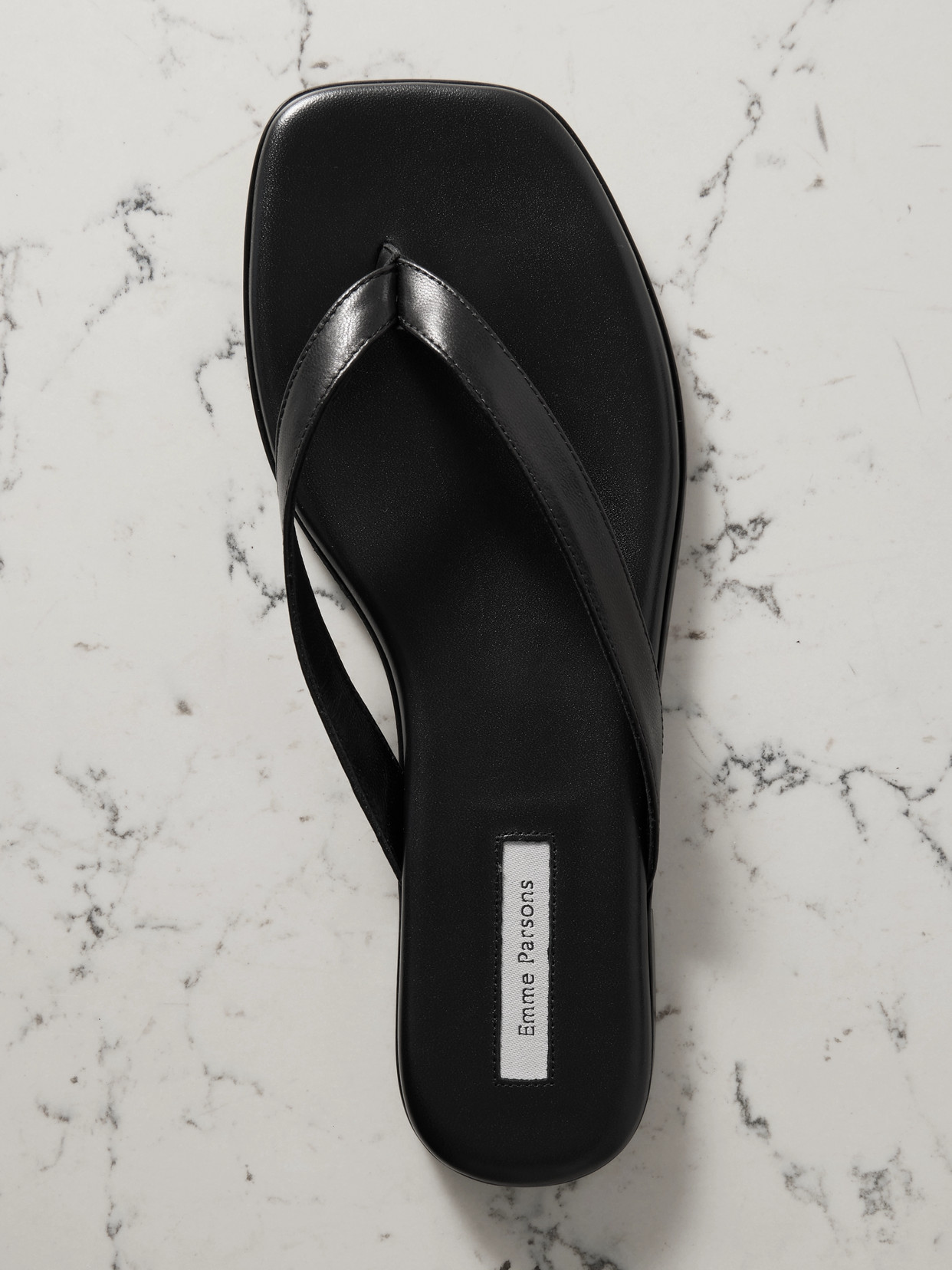 Emme Parsons Meta Leather Flip Flops In Black
