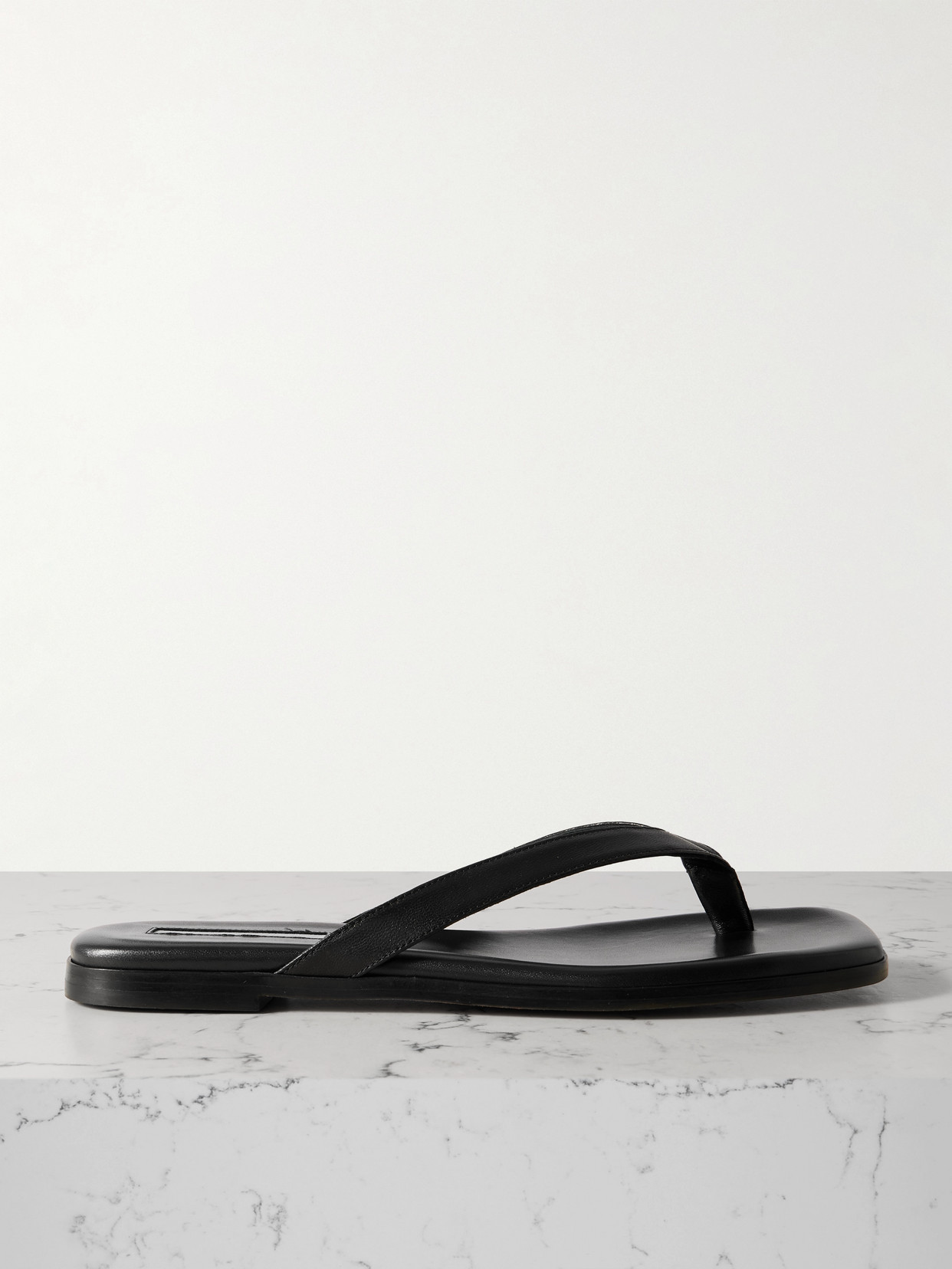 Emme Parsons Meta Leather Flip Flops In Black