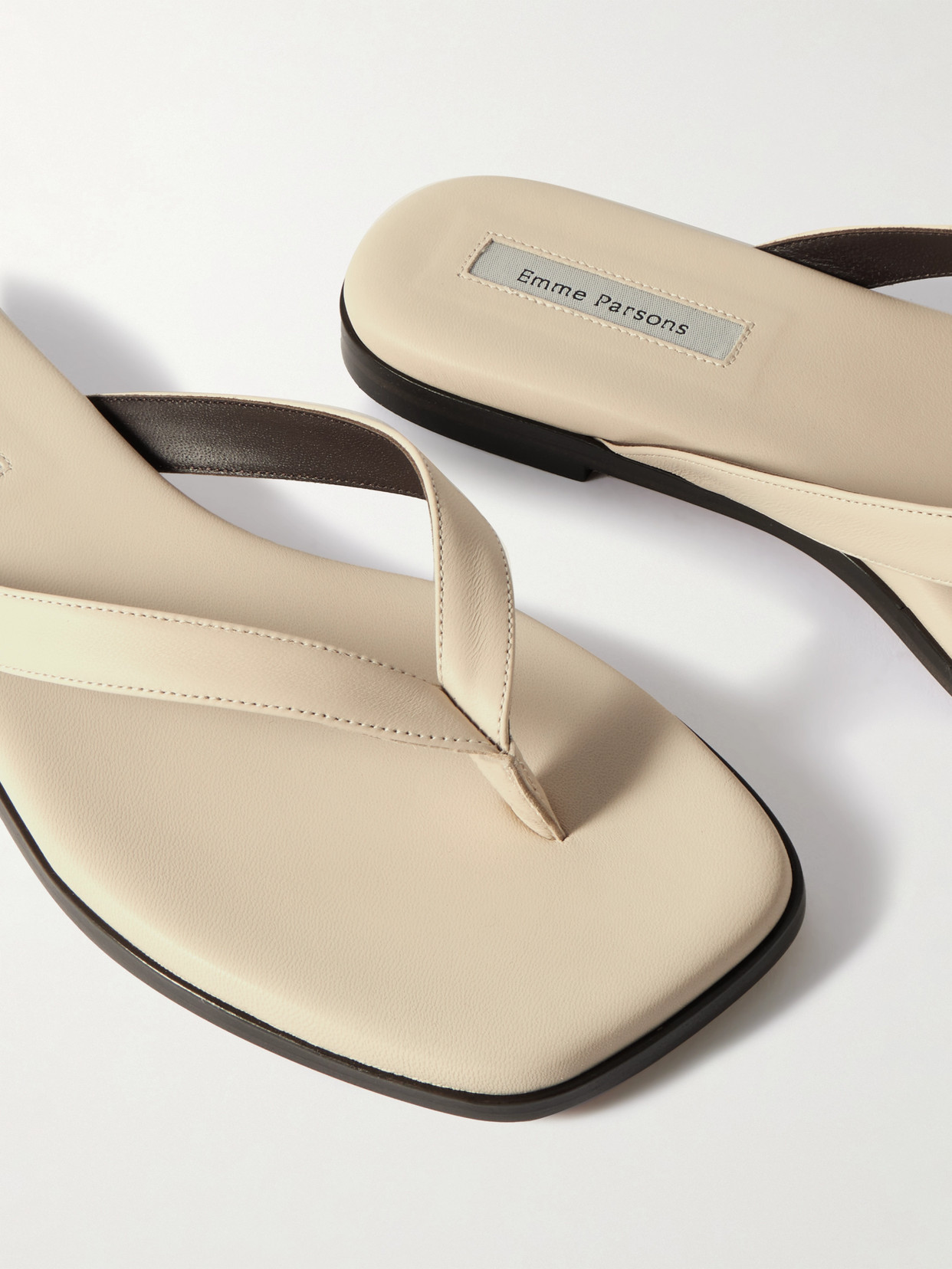 Emme Parsons Meta Leather Flip Flops In Ivory