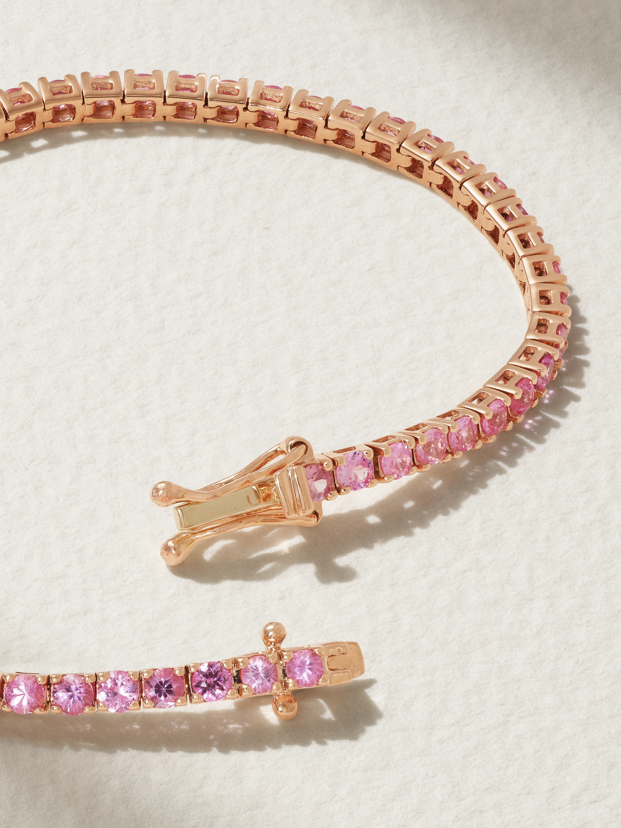 Roxanne First 14-karat Rose Gold Sapphire Tennis Bracelet In Pink