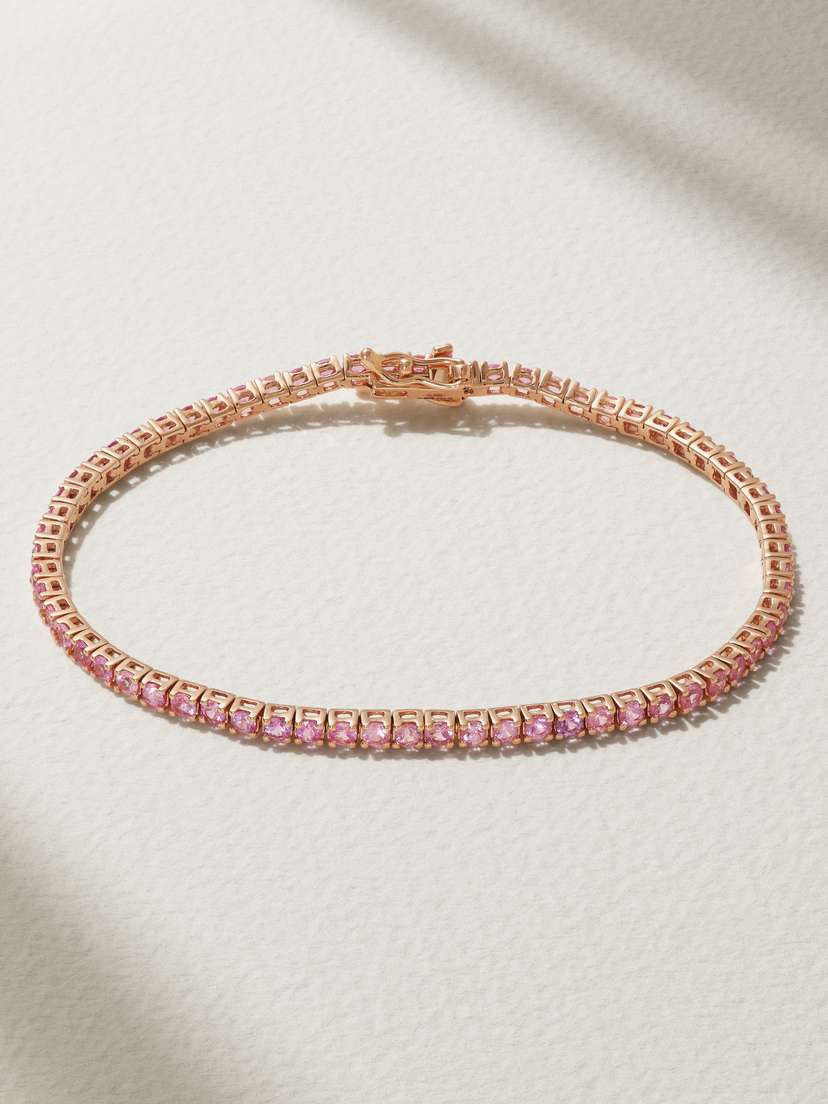 Roxanne First 14-karat Rose Gold Sapphire Tennis Bracelet