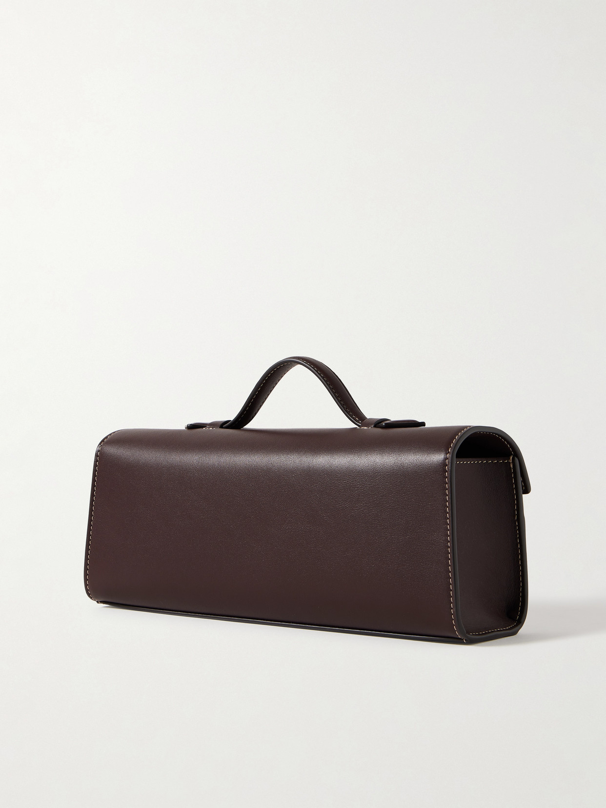 Savette Slim Symmetry Leather Tote In Brown