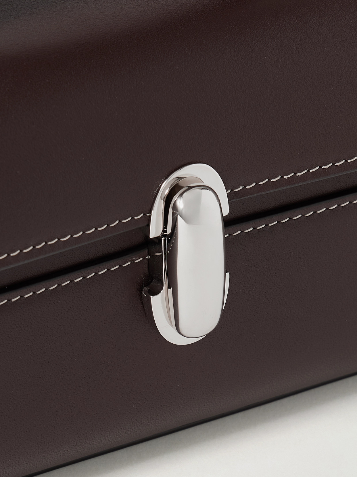 Savette Slim Symmetry Leather Tote In Brown