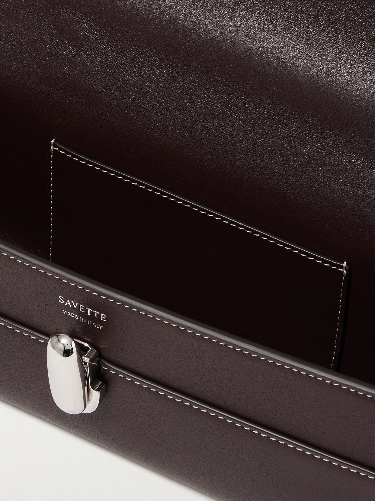 Savette Slim Symmetry Leather Tote In Brown